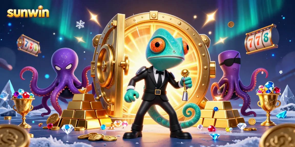 Win big with sunwin's thrilling 3D casino adventure featuring vibrant treasures and dynamic characters.