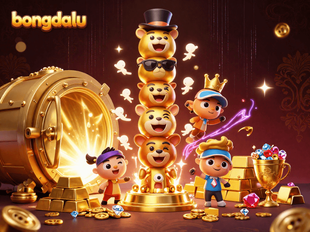 Bongdalu showcases a vibrant totem icon amidst dazzling treasures in an engaging 3D casino scene.